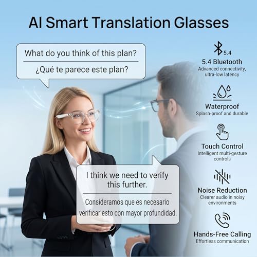 MNVOEQ 1mm B0GRTS6K6J Smart Glasses, Bluetooth Connectivity, 170mAh Lithium Ion Battery, Unisex