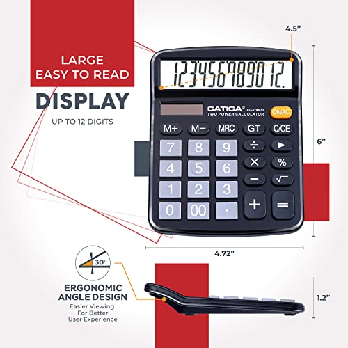 CATIGA 6" x 4.72" CD-2786 LCD Solar Powered Standard Function Calculator