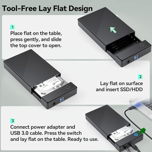 CLAVOOP 20TB 3.5 Inch SATA Enclosure CM47-Q1 USB 3.0 External HDD Case