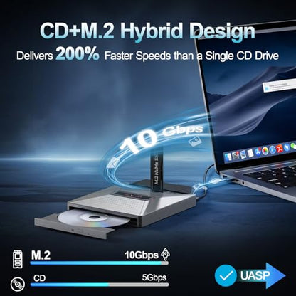 Alxum Ultra-Thin USB 3.0 Type C External CD/DVD Drive F05 - 8X DVD, 24X CD - Portable Optical Drive