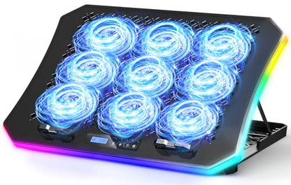 KeiBn Laptop Cooling Pad 16.8x11.2x1.32 inches Model K9Blue 9 Fans Air Cooling Plastic Blue