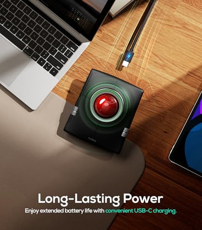 Nulea M512 Wireless Trackball Mouse, Bluetooth and USB Connectivity, Ergonomic Design, Rechargeable, 1600 DPI, Multi-Device Compatibility