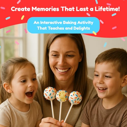 Little GF Chefs 12 Count Confetti Cake Pop Kit DIY Baking Supplies for Kids