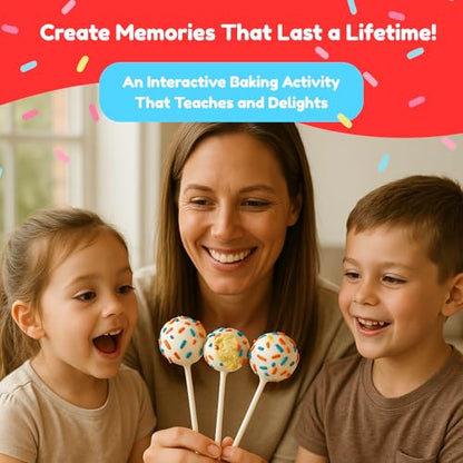 Little GF Chefs 12 Count Confetti Cake Pop Kit DIY Baking Supplies for Kids