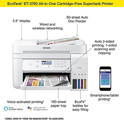 Epson EcoTank ET-3760 All-in-One Printer 4800 x 1200 15ppm Inkjet