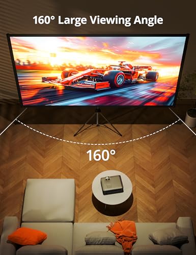 HYZ 100" NB-HP007 Projector Screen Tripod Mount 160° Viewing Angle Manual Metal White