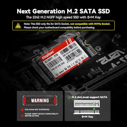 KingSpec 512GB SATA III M.2 2242 Solid State Drive
