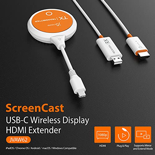 j5create JVAW62 1080p USB-C to HDMI Compact Wireless Display Transmitter and Receiver