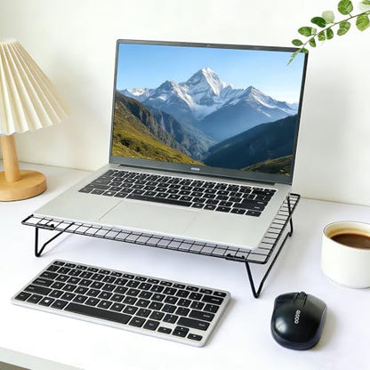 ISYOKE 9.45 x 0.98 x 13.39 Inches Laptop Cooling Pad Stand Adjustable Height Metal Riser for Laptops 10 to 17 Inches