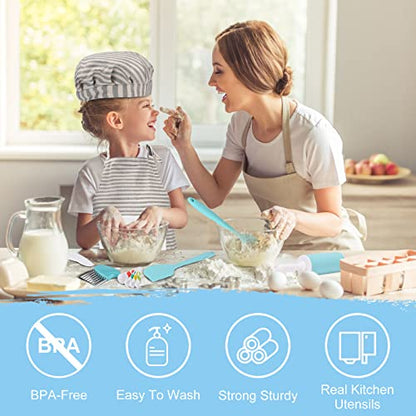 Kinggrand Kitchen Child-Size Cooking & Baking Set Cooking Blue01 Cooking Utensils