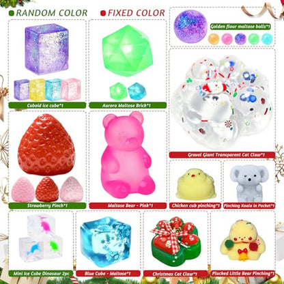 Muxiziu Christmas Countdown Calendar 2025 24 Surprise Toys Non-Repeating Squishies