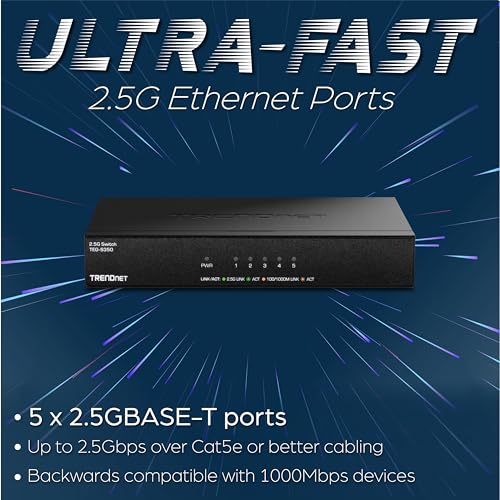 TRENDnet 5-Port Unmanaged Network Switch TEG-S350 5 Ports 1000Megabits/Sec 220Volts Metal