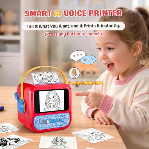 FLLVILLEY 3.35" x 2.55" x 3.35" AI Printer 200 DPI Monochrome Thermal Printer