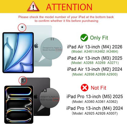 ProCase iPad Air Case 13-Inch M4/M3/M2 (2026/2025/2024) Translucent Hard Shell Black