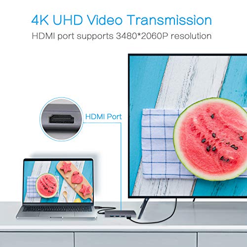 GECENinov 6IN1 HD-T07 USB C Hub Ethernet 4K HDMI 1000Mbps Adapter