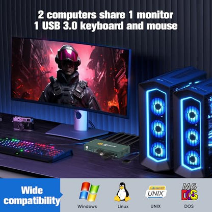 GREATHTEK USB 3.0 KVM Switch 2 Port HDMI S7232H-A 3840x2160 60Hz