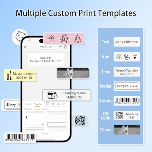 Rongta 14mm R5 Label Maker Machine 203dpi Monochrome Wireless Thermal Printer