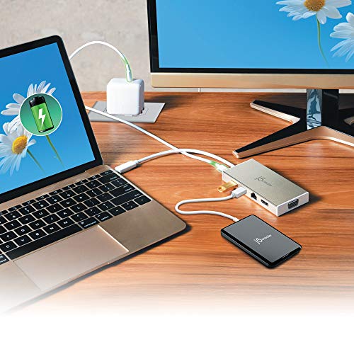 j5create 60w JCD376 USB-C Mini Hub 1920 x 1200 HDMI 1920 x 1200 VGA 6 Ports