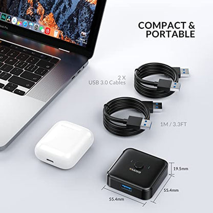 iDsonix USB 3.0 Switch 1 in 2 Out 5Gbps Bi-Directional with 3 Ports Aluminum Enclosure Model U3S01