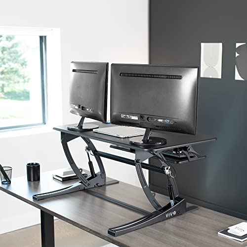 VIVO 36" DESK-V000V Alloy Steel Dual Tier Height Adjustable Computer Desk Workstation