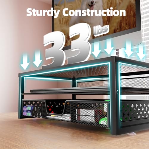 Simple Trending ST57810 Metal Monitor Stand Riser Space-Saving Ergonomic Desk Organizer