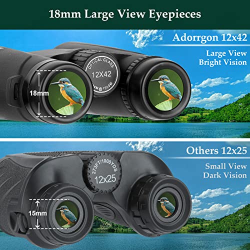 Adorrgon 12x42 889268 Binoculars 12x Magnification 42mm Objective Lens Roof Prism Binoculars