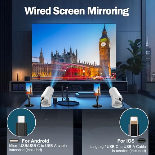 Geylnxng Portable Wireless Mini Projector 1920 x 1080 4K LCD