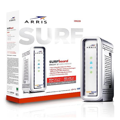 ARRIS SB8200 DOCSIS 3.1 Cable Modem - 2 Ethernet Ports, Maximum Speed 1 Gbps