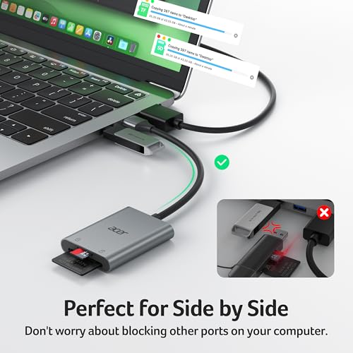 Acer Dual Slot SD Card Reader ODK550 USB 3.0 Type A Adapter for SD/MicroSD Cards