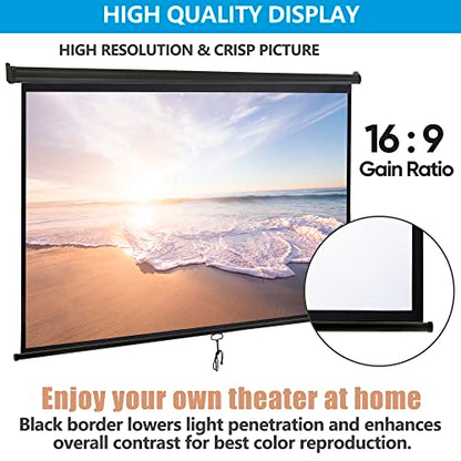 ZENY 100 Inch Projector Screen HU-XI-201 Manual Mounting, Matte Finish, 16:9 Aspect Ratio, Metal/PVC Enclosure