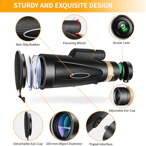 ASxmhGo 80x100 GTTY555 Monocular HD Manual Focus