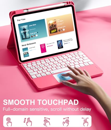 Harvopu 10.9-inch iPad 10th Generation Case, Model A2696/A2757/A2777, Soft Cover with Trackpad, Backlit Keyboard, Type-C Charging