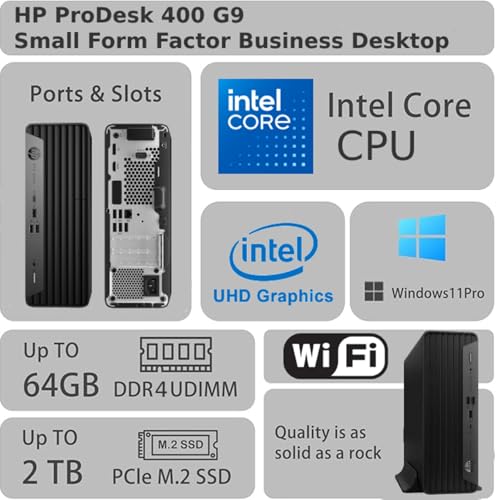 HP ProDesk 400 G9 SFF 64GB RAM 2TB PCIe SSD Dual 4K HDMI Display Windows 11 Pro