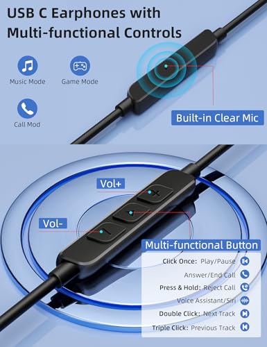 TOPAUX CA00001 Over Ear USB Type C Headphones for School Use