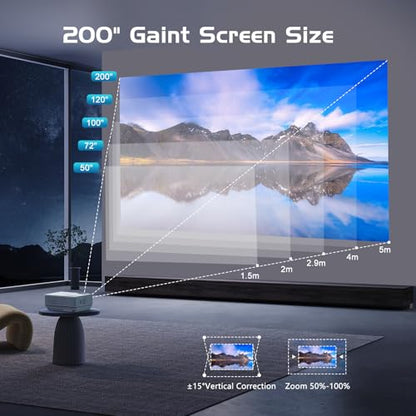 PANSEBA 7.28" x 5.98" HI-04 1920 x 720 7500 ANSI Lumens LED Projector
