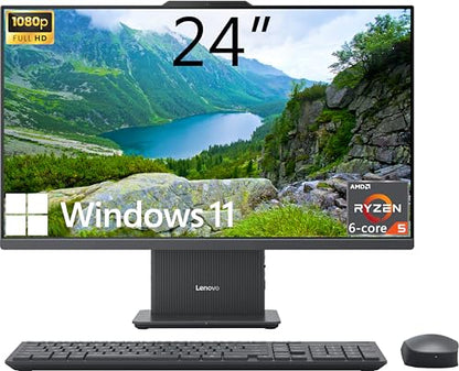 Lenovo IdeaCentre 24" AIO AMD Ryzen 5 7535HS 6C 16GB DDR5 512GB PCIe SSD Windows 11 Home