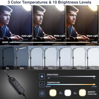 LitONES 7" Desk Video Conference Light LitONES616 3000K-6500K 10-Level Brightness