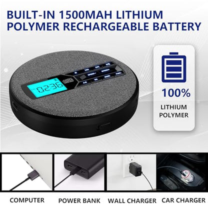 M-Amazup 1 Disc C-07 Black Portable CD Player with LCD Display