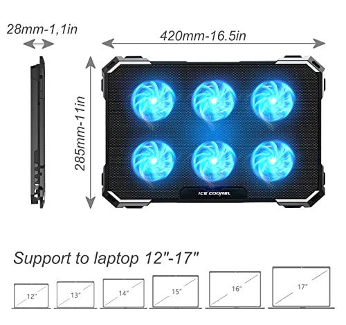 ICE COOREL Laptop Cooling Pad 16.5" x 11" x 1.1" Metal Cooling Stand CO-K21-FBA