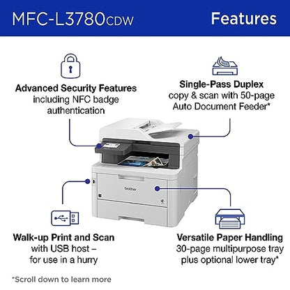 Brother MFC-L3780CDW Laser Color Multifunction Printer | 2400 x 600 dpi | Duplex Automatic | Wireless