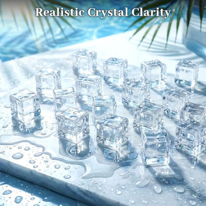 DOMESTAR 0.8 x 0.8 x 0.6 Inches HR0001 Plastic Ice Cubes, 20 Pieces, BPA Free, Mildew Resistant, Dishwasher Compatible