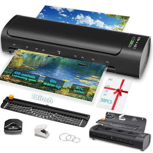 Elysine 13 Inch Laminating Machine Model B0GN9C8VSC 450mm/min 2 Rollers Black Laminating Machine