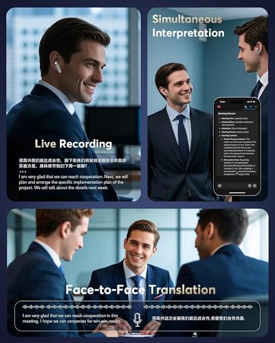 EUQQ YYK-Q10 AI Bluetooth 5.4 Translation Earbuds, Environmental Noise Cancellation, 199 Languages, Wireless