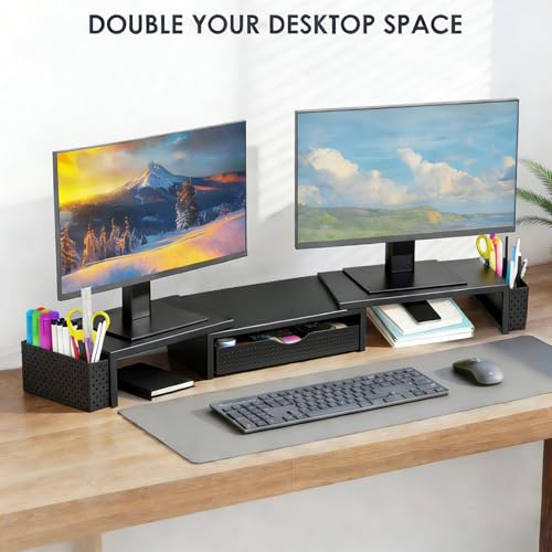 Spacrea 40.6 x 9.3 x 4.3 Inches SP-D1-2 Dual Monitor Stand Riser Metal Organizer