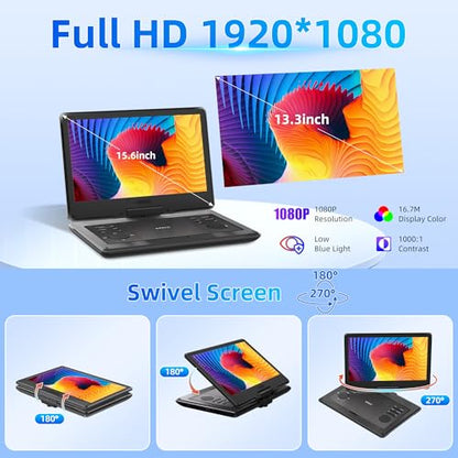 KPKUE 13.3 PD133 1920x1080 60Hz IPS Portable DVD Player