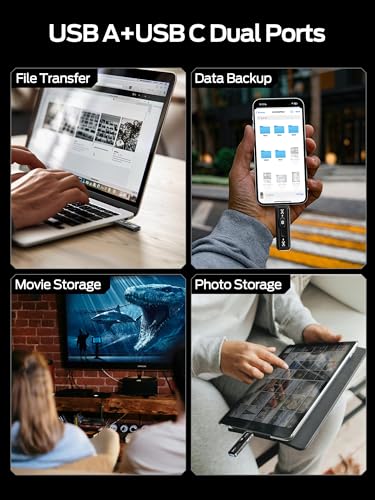 MOVE SPEED 256GB External Solid State Drive USB 3.2 Dual Port 520MB/s Read Speed Model WD 05