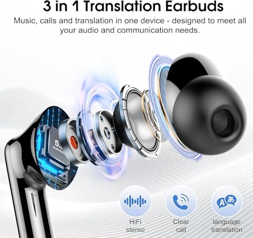 Csasan J90 Pro In-Ear Translation Earbuds Wireless Bluetooth 5.3