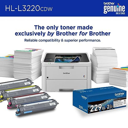 Brother HL-L3220CDW Laser Printer, Color, 2400 x 600 dpi, Auto-Duplex, Network-Ready, 19 ppm