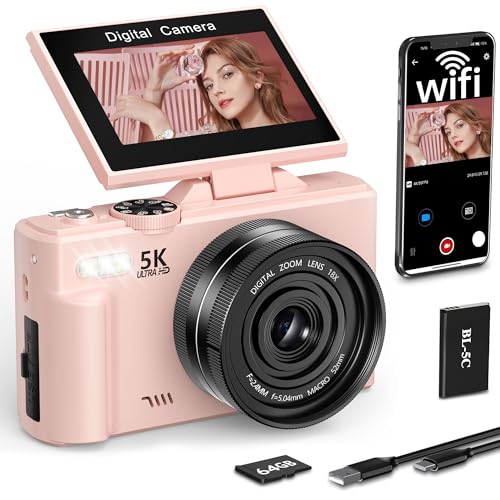 FLATIC 5K WD08 Digital Camera, 75MP Resolution, MP4 Format, Compact Category