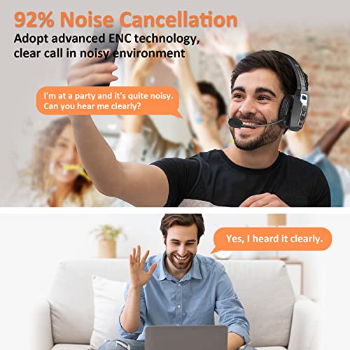 LEVN LE-HS012 Basic Bluetooth Headset Wireless On Ear 65 Hours Battery Life Environmental Noise Cancelling